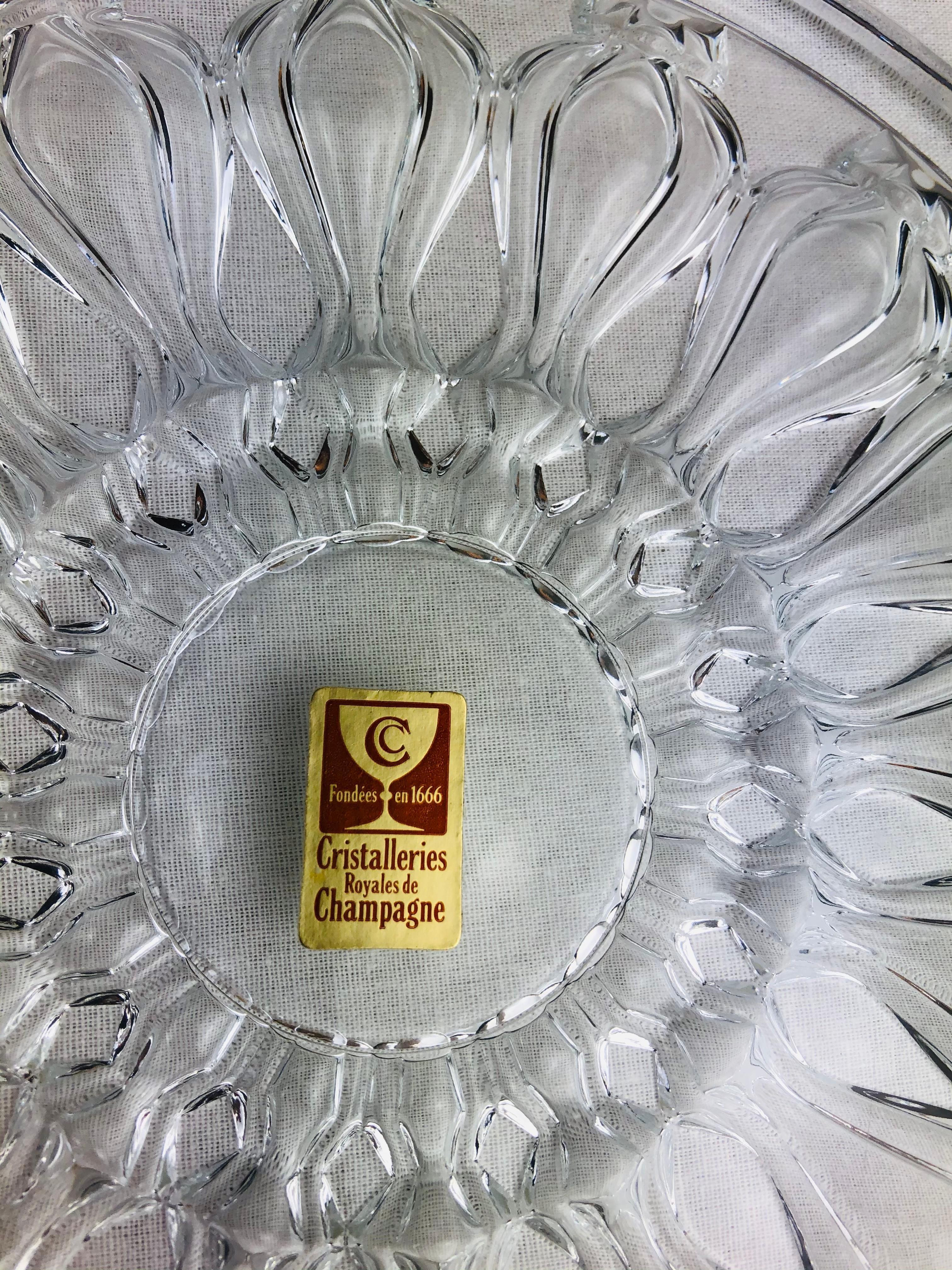 A fine set of crystal champagne cooler or wine bottle coasters from France in the manner of Baccarat. All in perfect condition. 

These crystal champagne cooler or wine bottle coasters makes a wonderful gift. These coasters are ideal for protecting