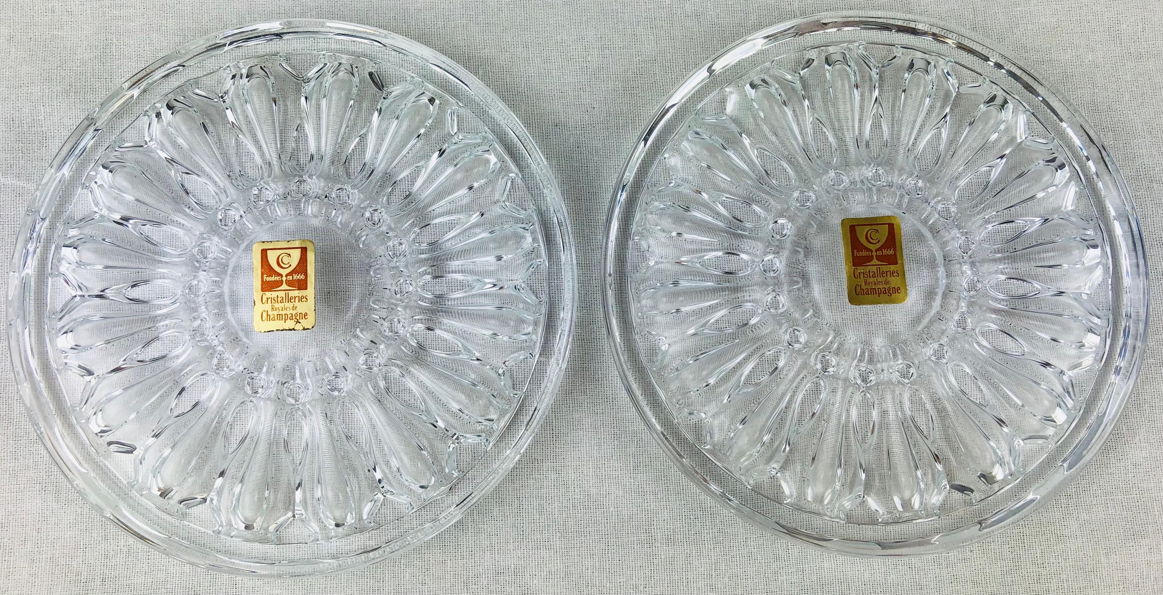 Set of 3 French Baccarat Style Crystal Champagne Cooler or Wine Bottle Coasters  In Good Condition For Sale In Miami, FL
