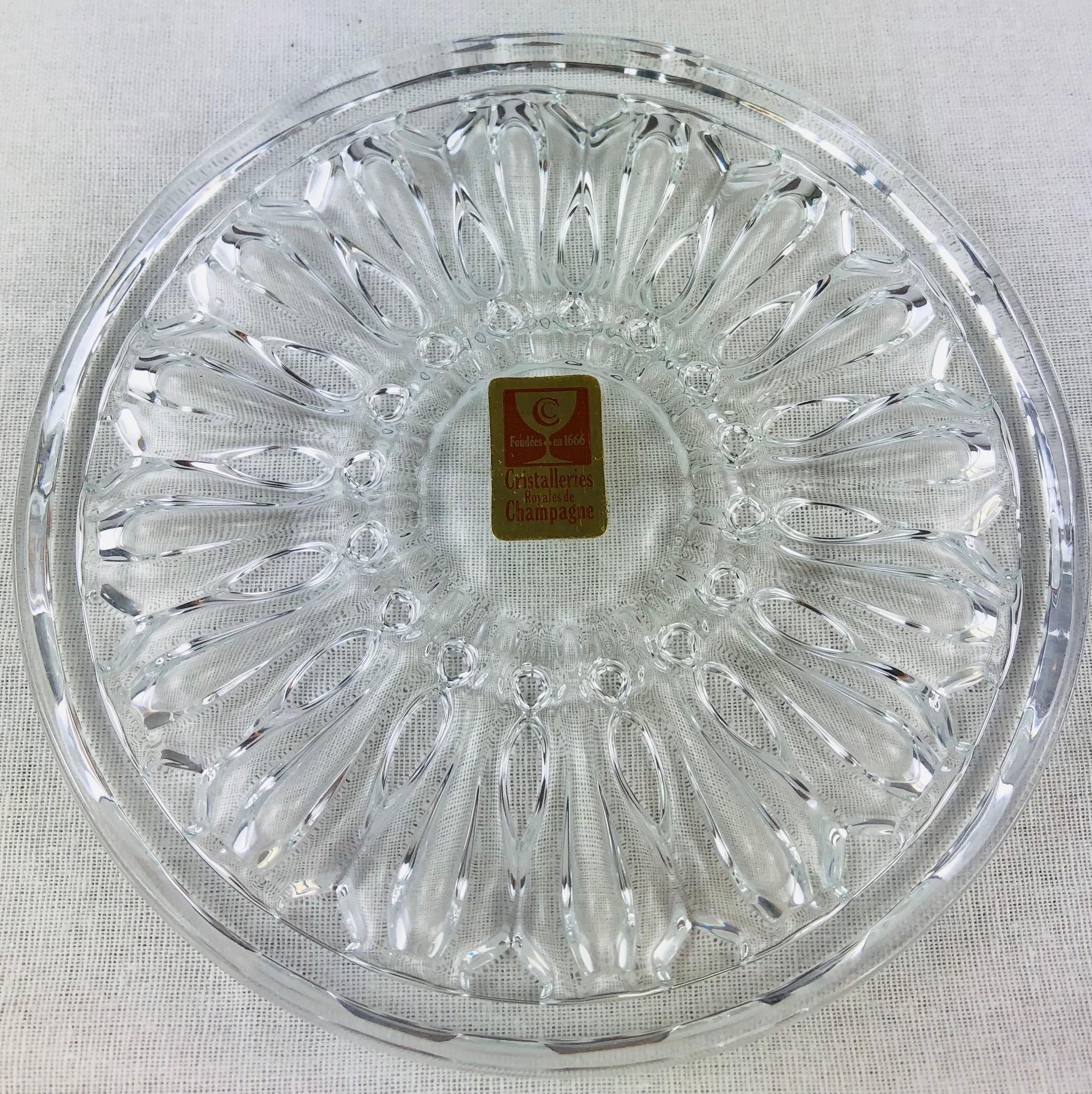 20th Century Set of 3 French Baccarat Style Crystal Champagne Cooler or Wine Bottle Coasters  For Sale