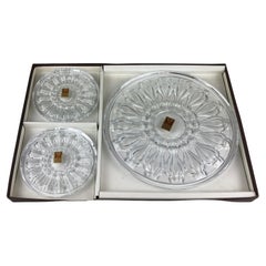 Used Set of 3 French Baccarat Style Crystal Champagne Cooler or Wine Bottle Coasters 