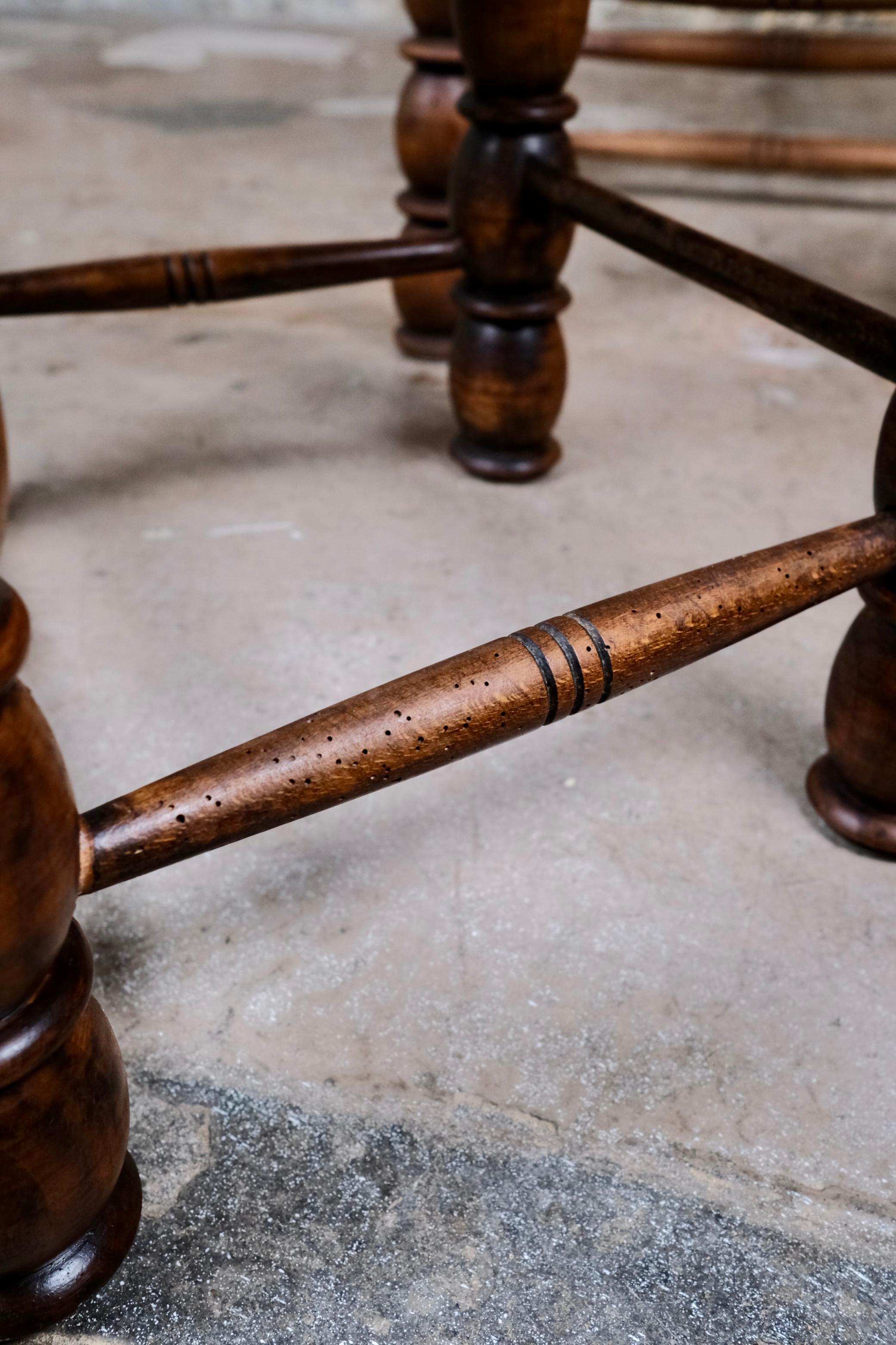 Set of 3 French bobbin chairs in the style of Charles Dudouyt, 1940-50s For Sale 11