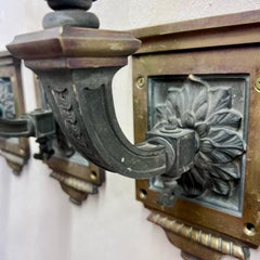 Set of 3 French Bronze and Brass Wall Lights C1900