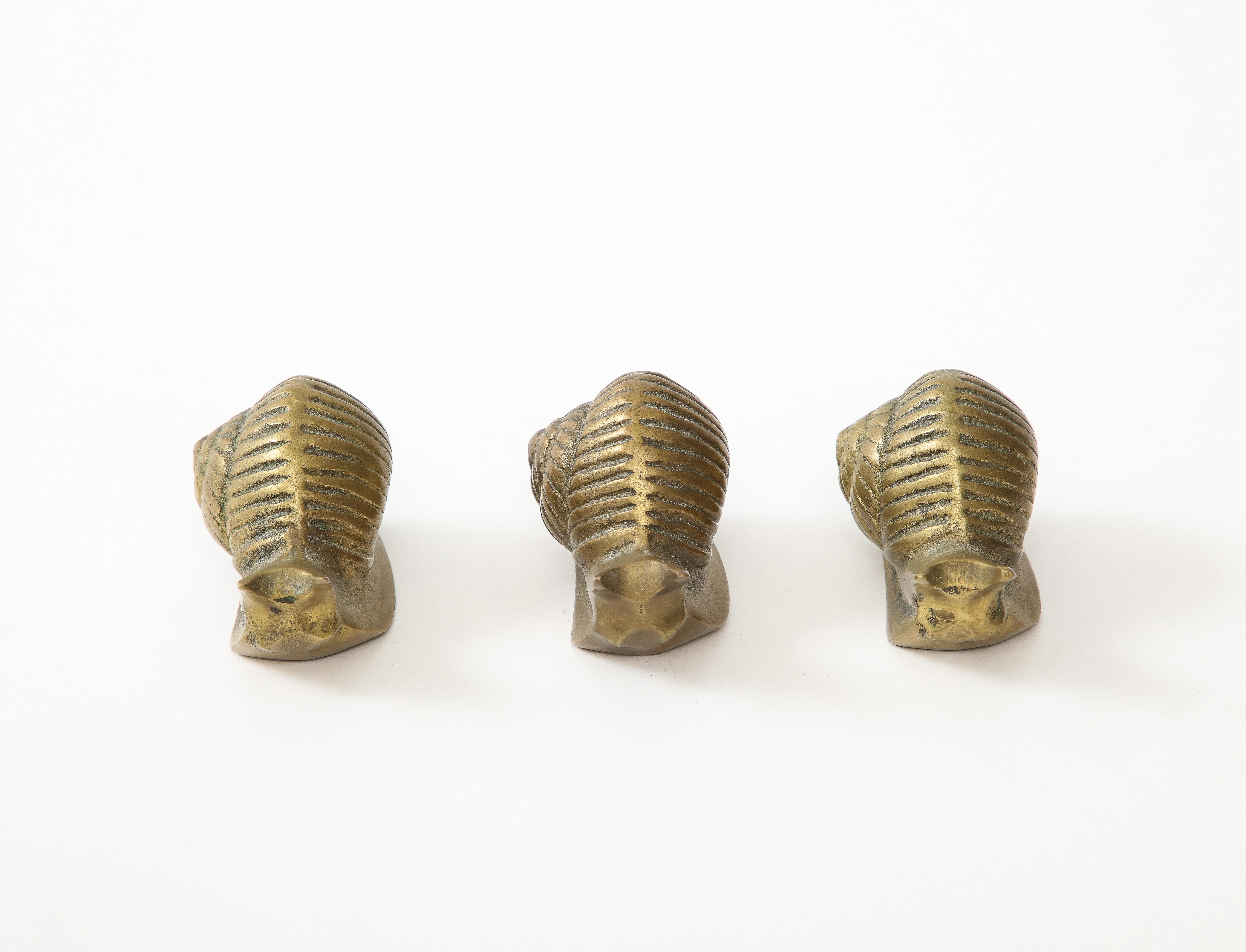 20th Century Set of 3 French Bronze Snails For Sale