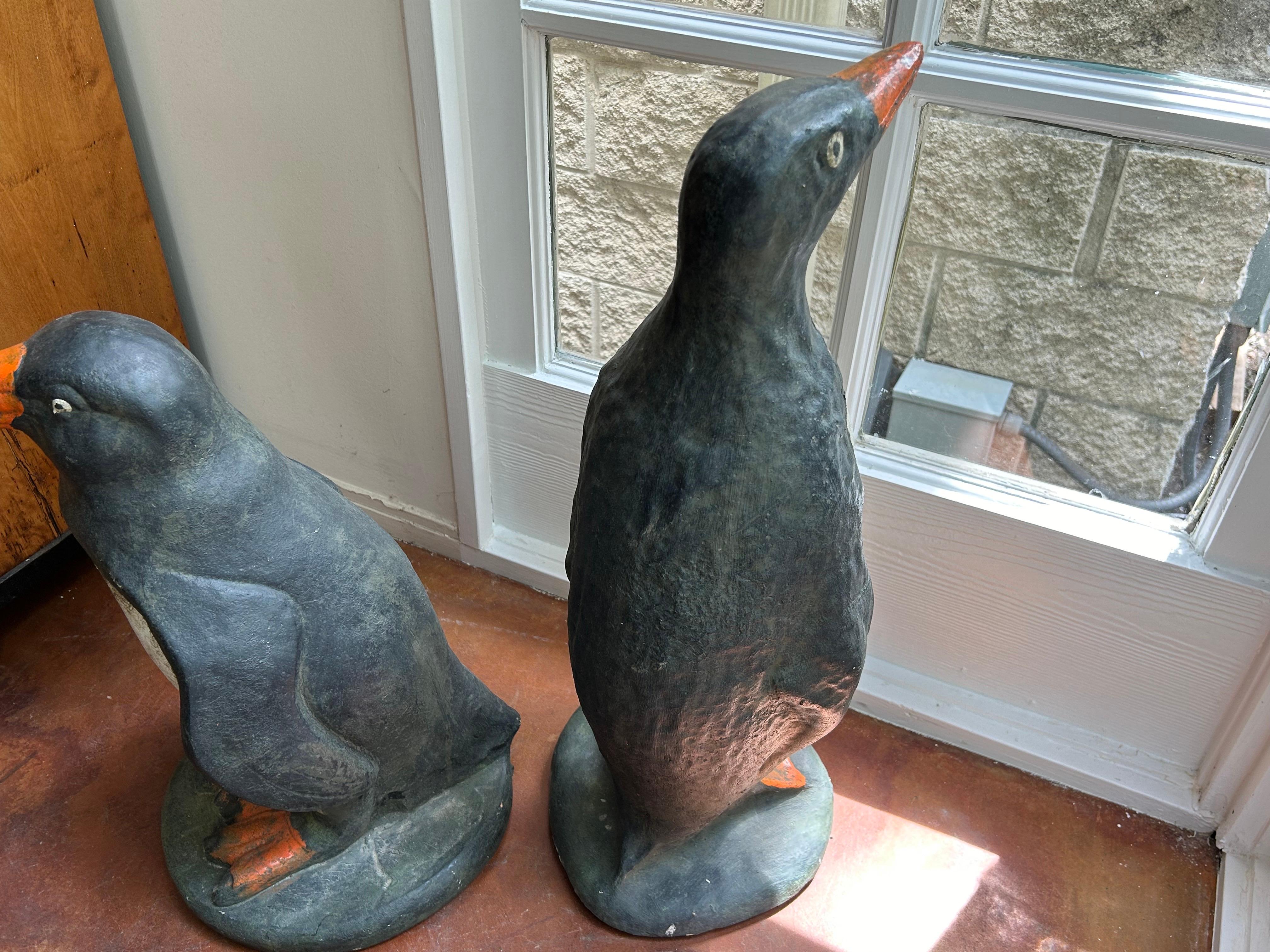 Set Of 3 French Cast Stone Penguin Garden Statues For Sale 4