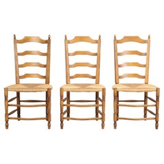 Set of 3 French Country Dining Chairs hand-made by the Lacroix family since 1856