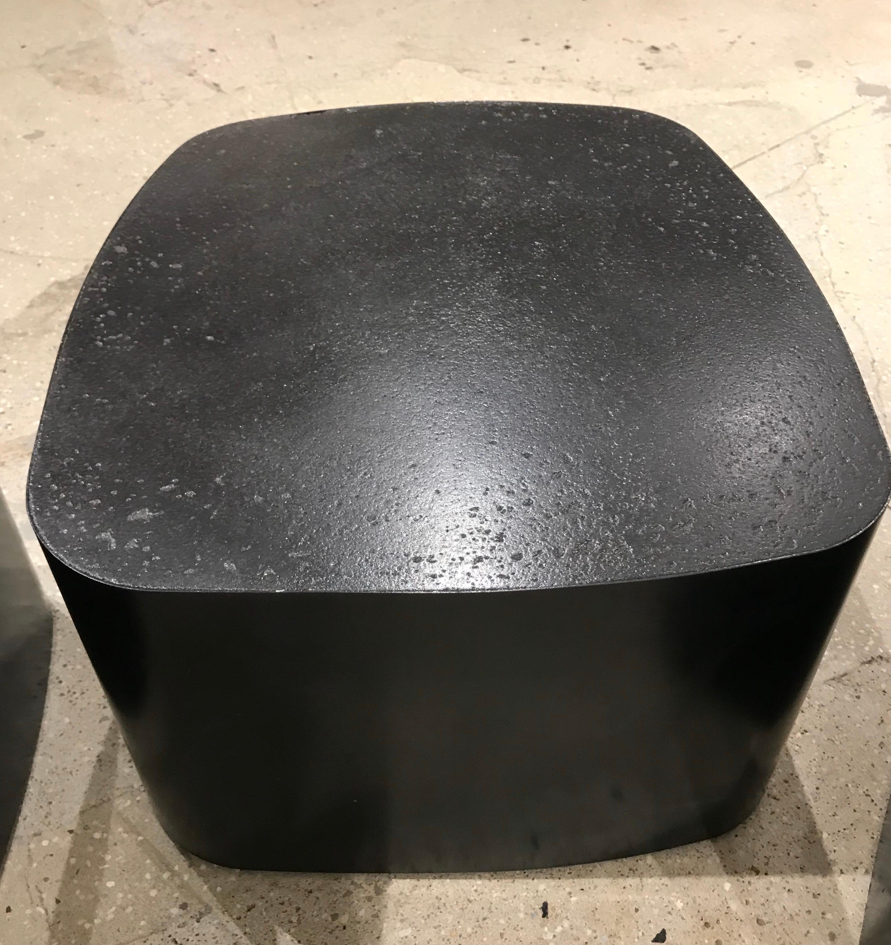 Post-Modern Set of 3 French Custom Black Galet Tables Stephane Ducatteu