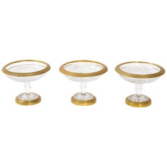 Set di 3 portacaramelle in cristallo Baccarat con montatura in bronzo francese Dore