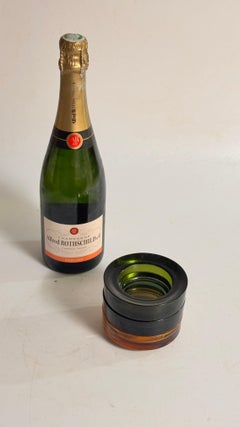 Set of 3 French Glass Ashtrays – Blue, Orange & Green, 1970s Polished Finish