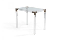 Set of 3 French Mid-Century Lucite & Metal Nesting Tables, Manner of Maison