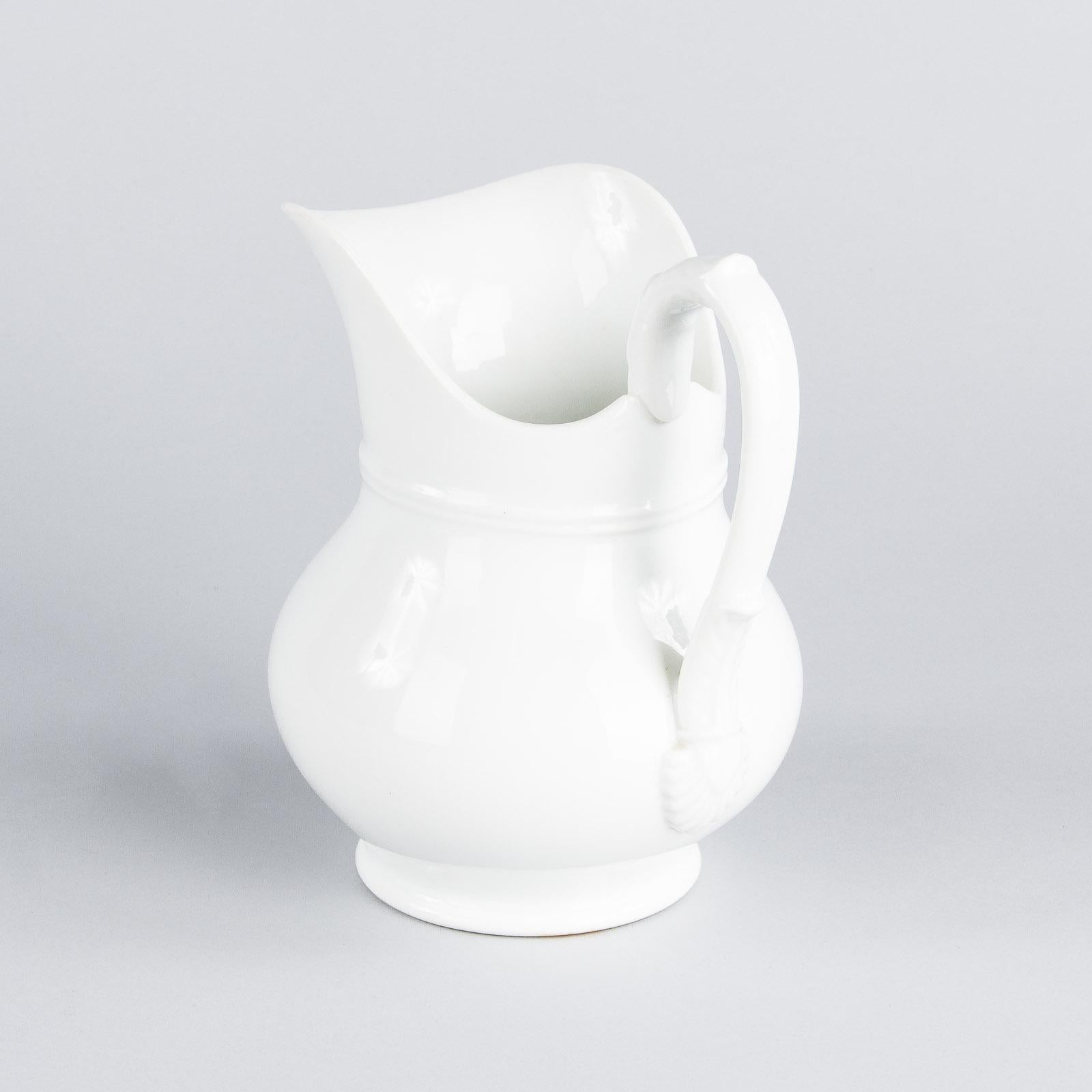 Set of 3 French Midcentury White Ceramic Pitchers 1