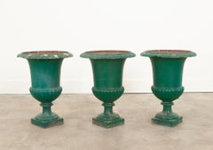 Set of 3 French Painted Garden Urns