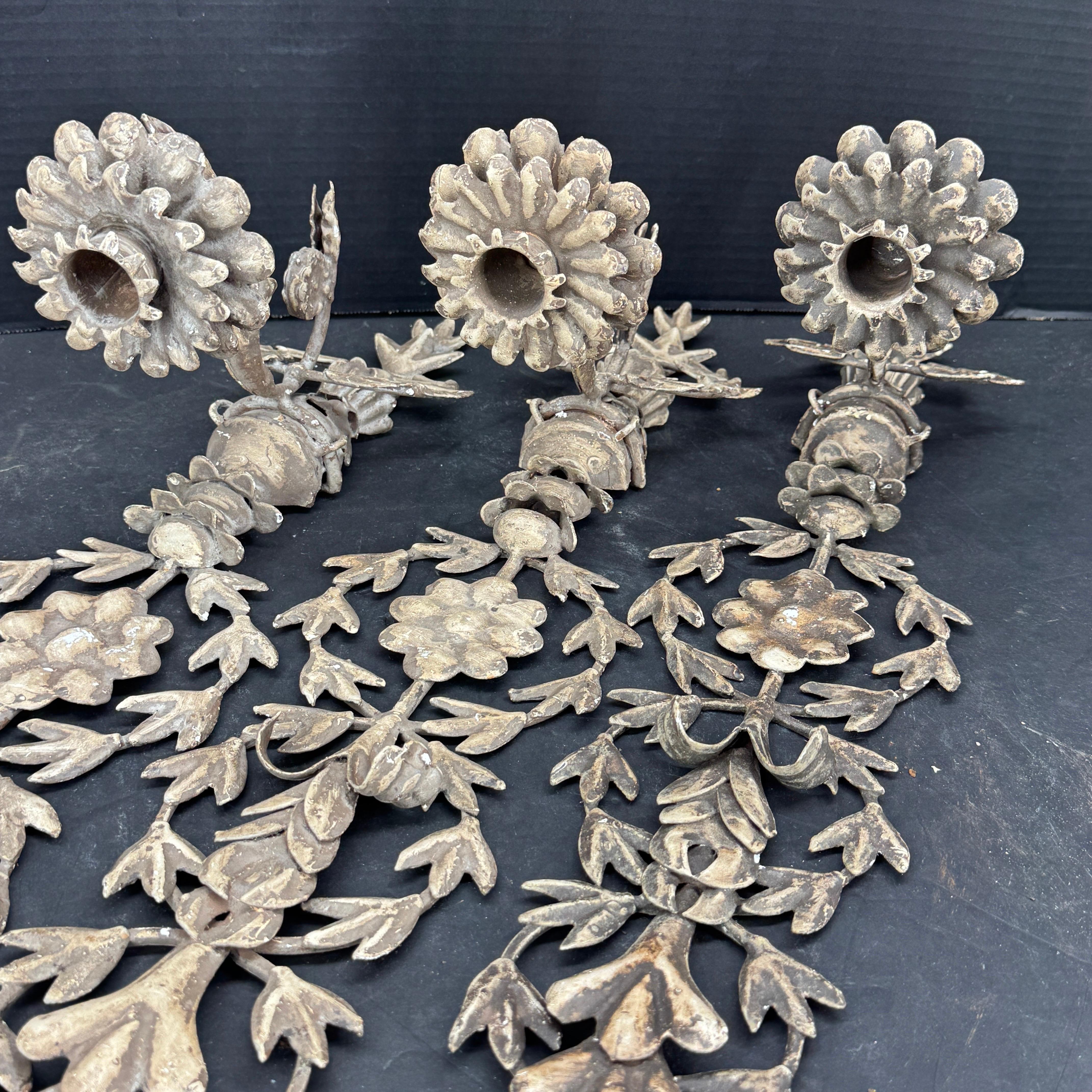 Set of 3 French Provincial Wall Candle Sconces Lights For Sale 7