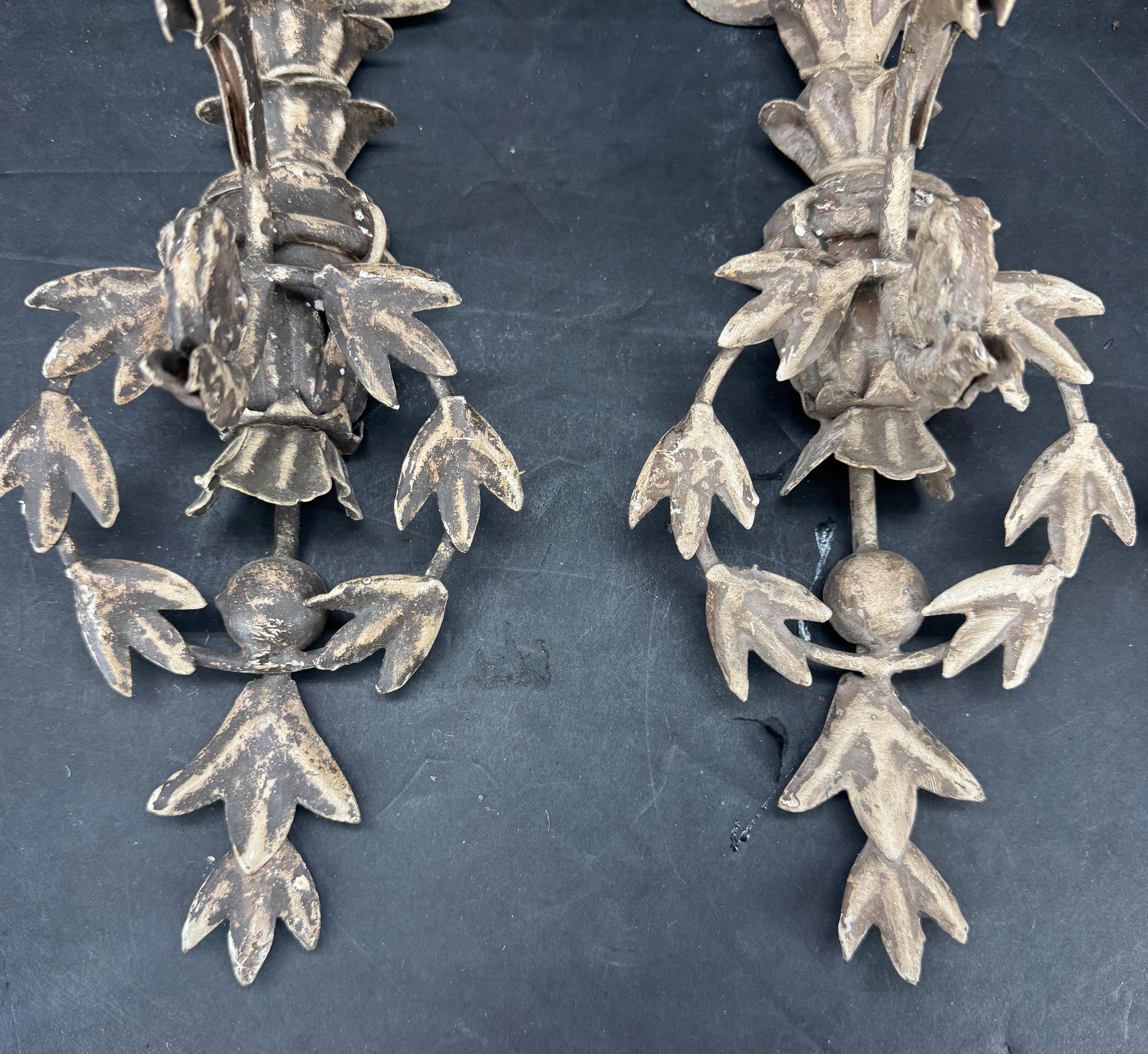 Set of 3 French Provincial Wall Candle Sconces Lights For Sale 11