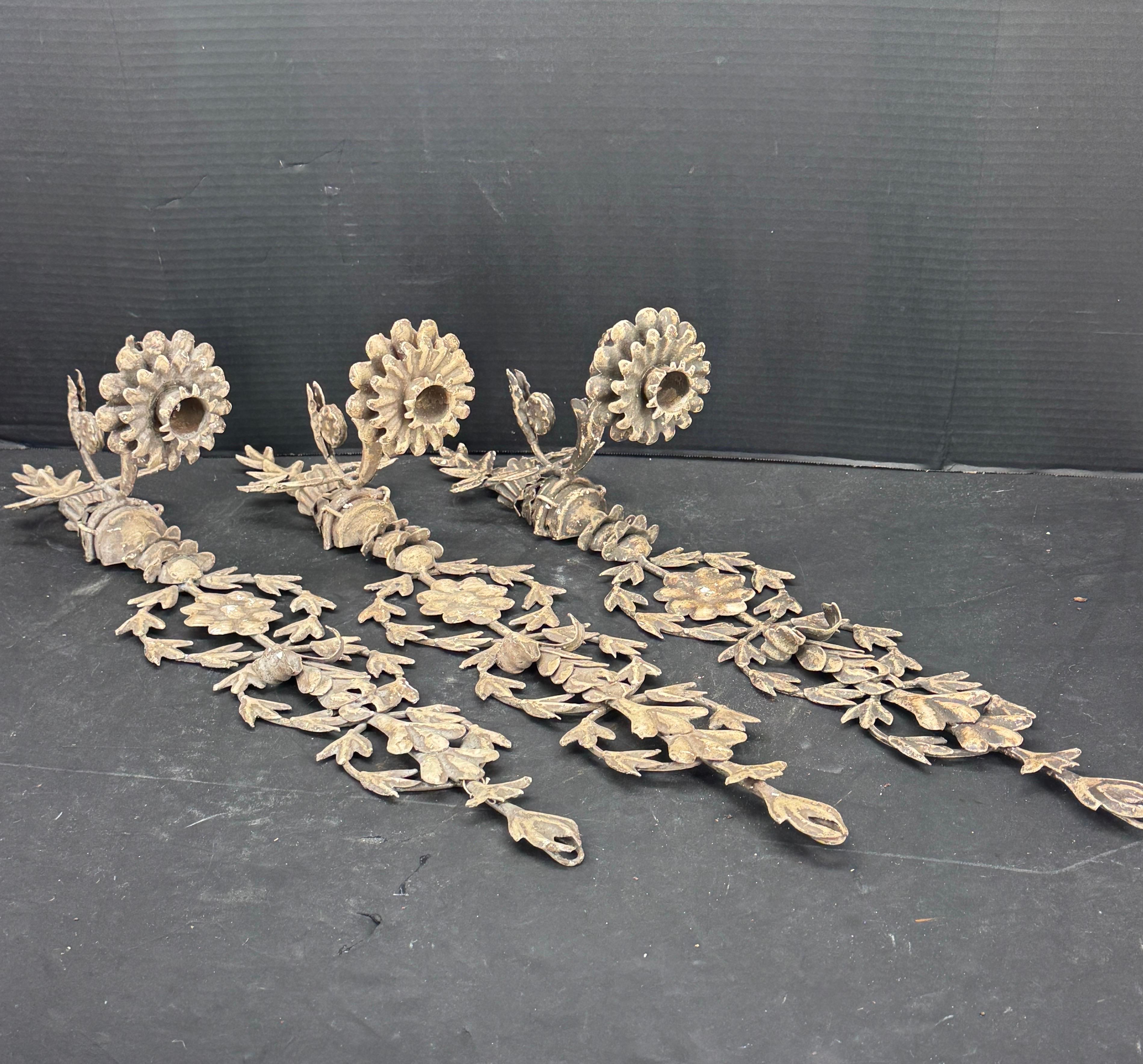 Set of 3 French Provincial Wall Candle Sconces Lights For Sale 12