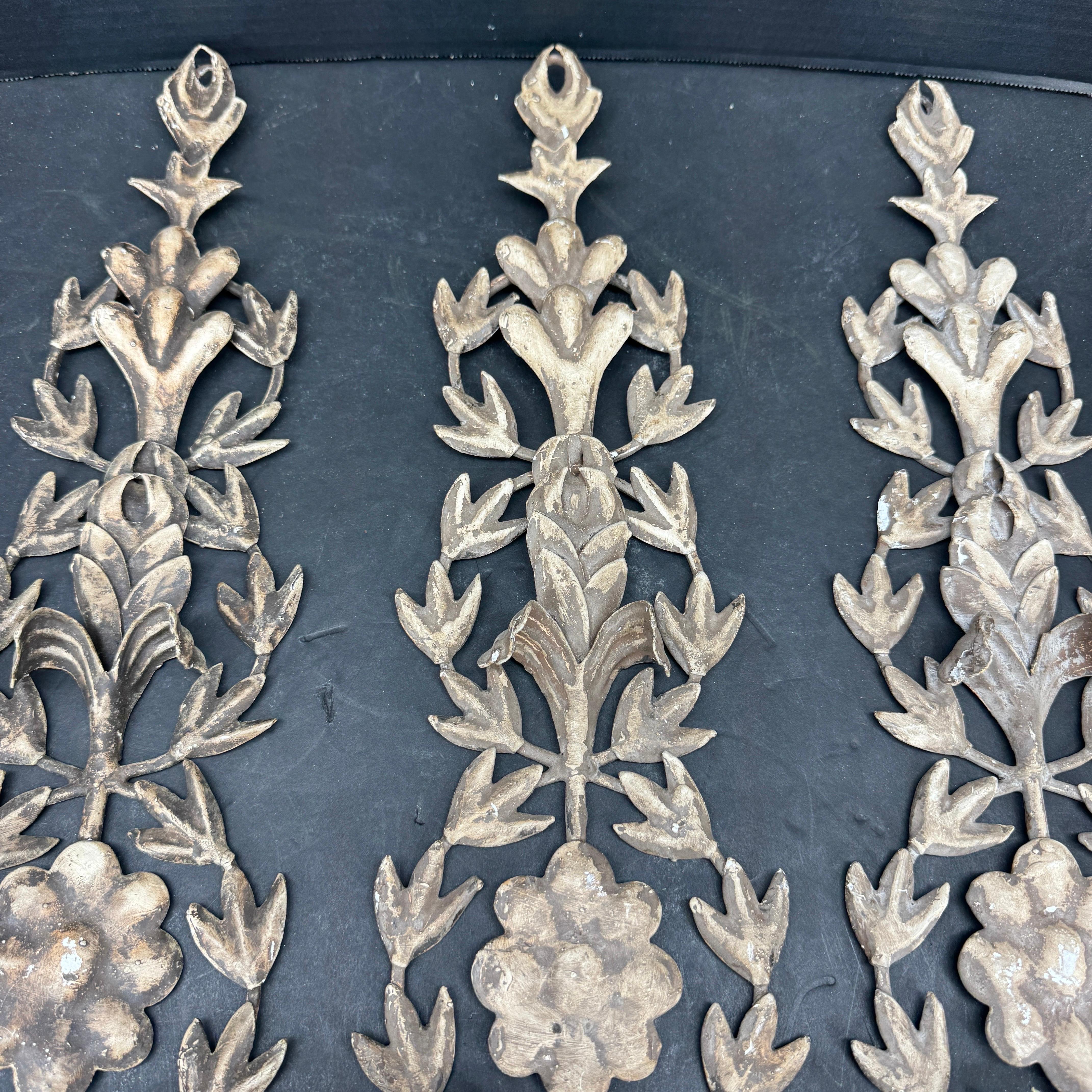 Hand-Crafted Set of 3 French Provincial Wall Candle Sconces Lights For Sale
