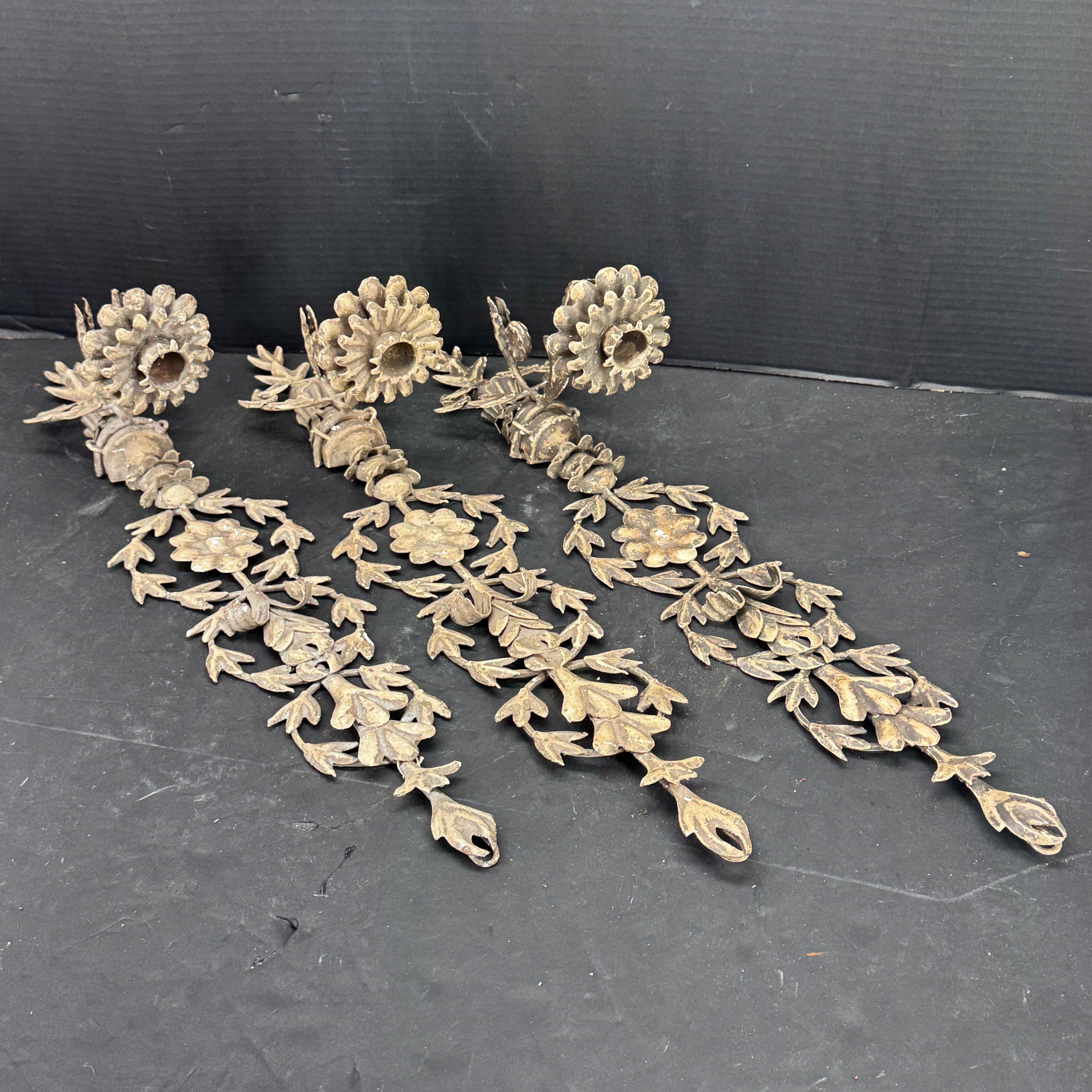 Set of 3 French Provincial Wall Candle Sconces Lights For Sale 2