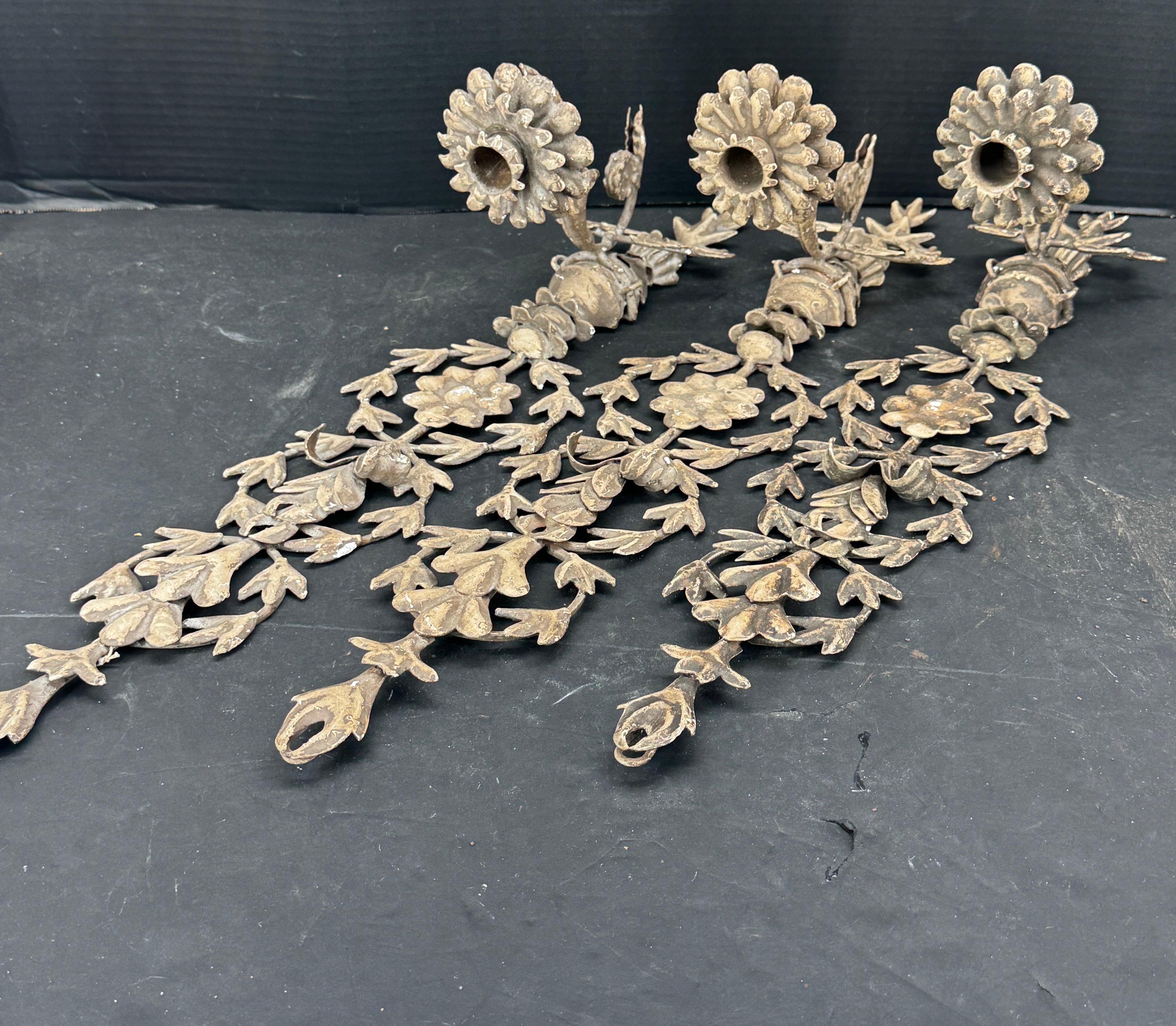 Set of 3 French Provincial Wall Candle Sconces Lights For Sale 3