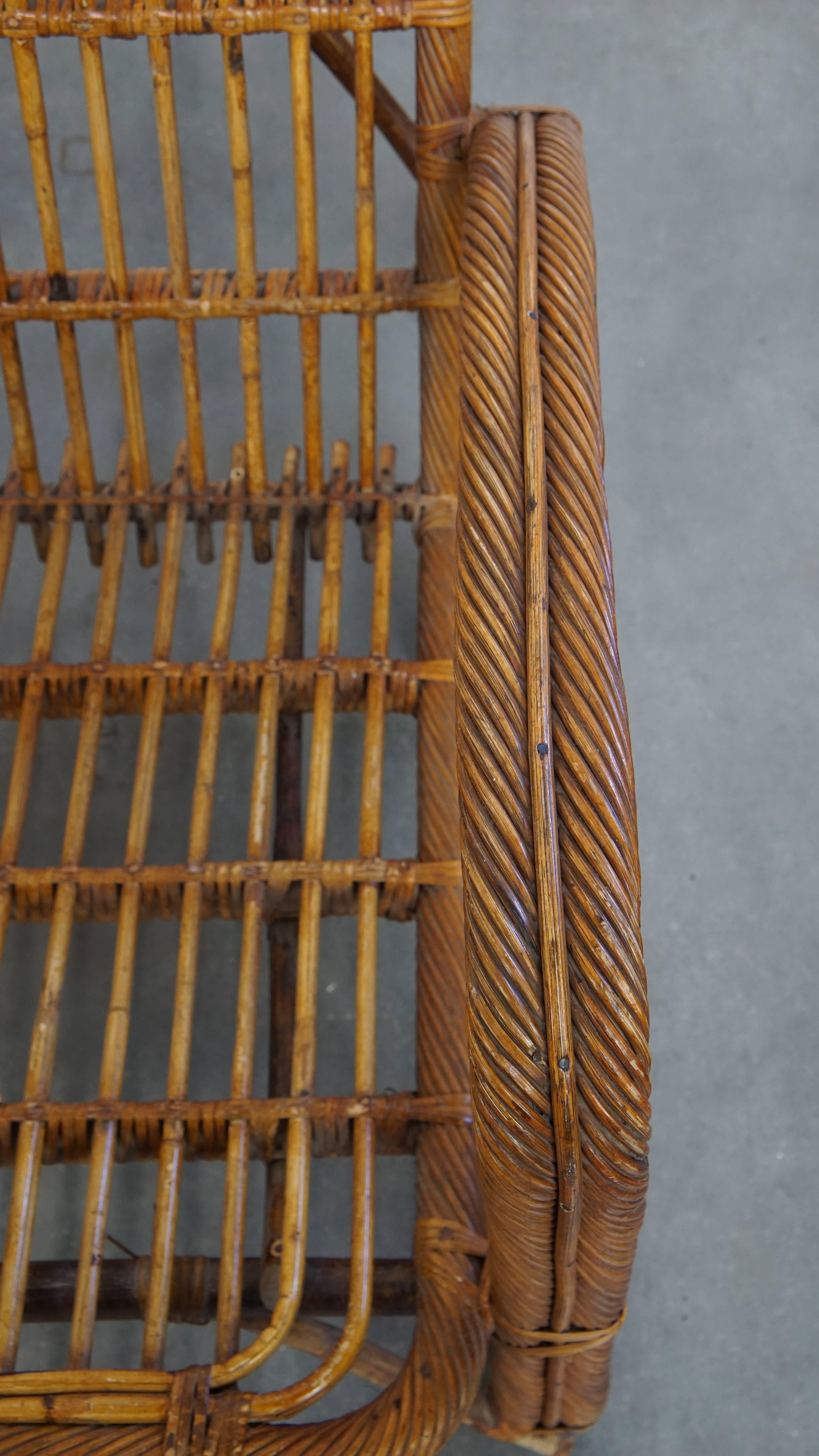 Set of 3 French Rattan Vintage Design Armchairs from the 1950s For Sale 4