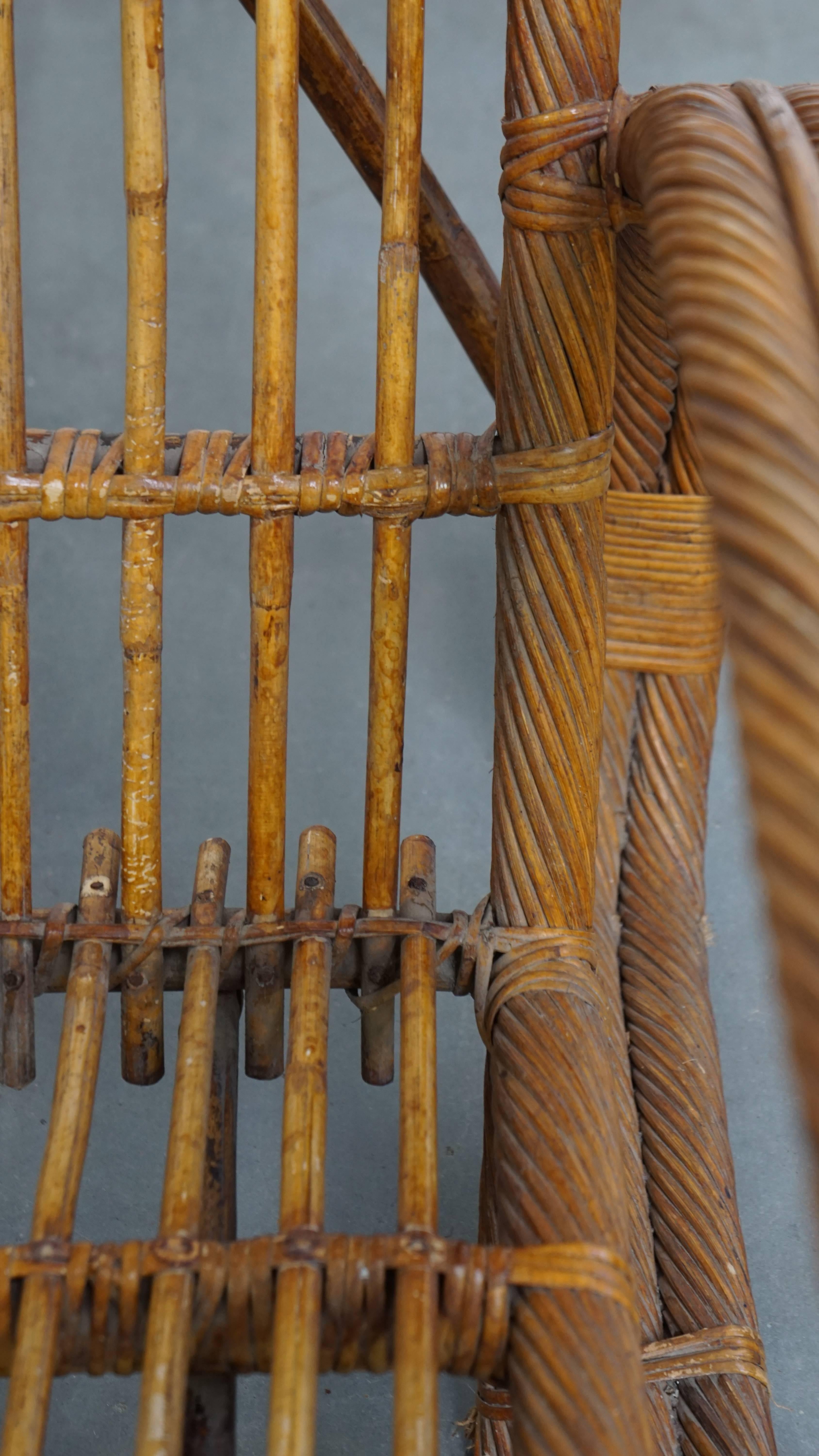 Set of 3 French Rattan Vintage Design Armchairs from the 1950s For Sale 10
