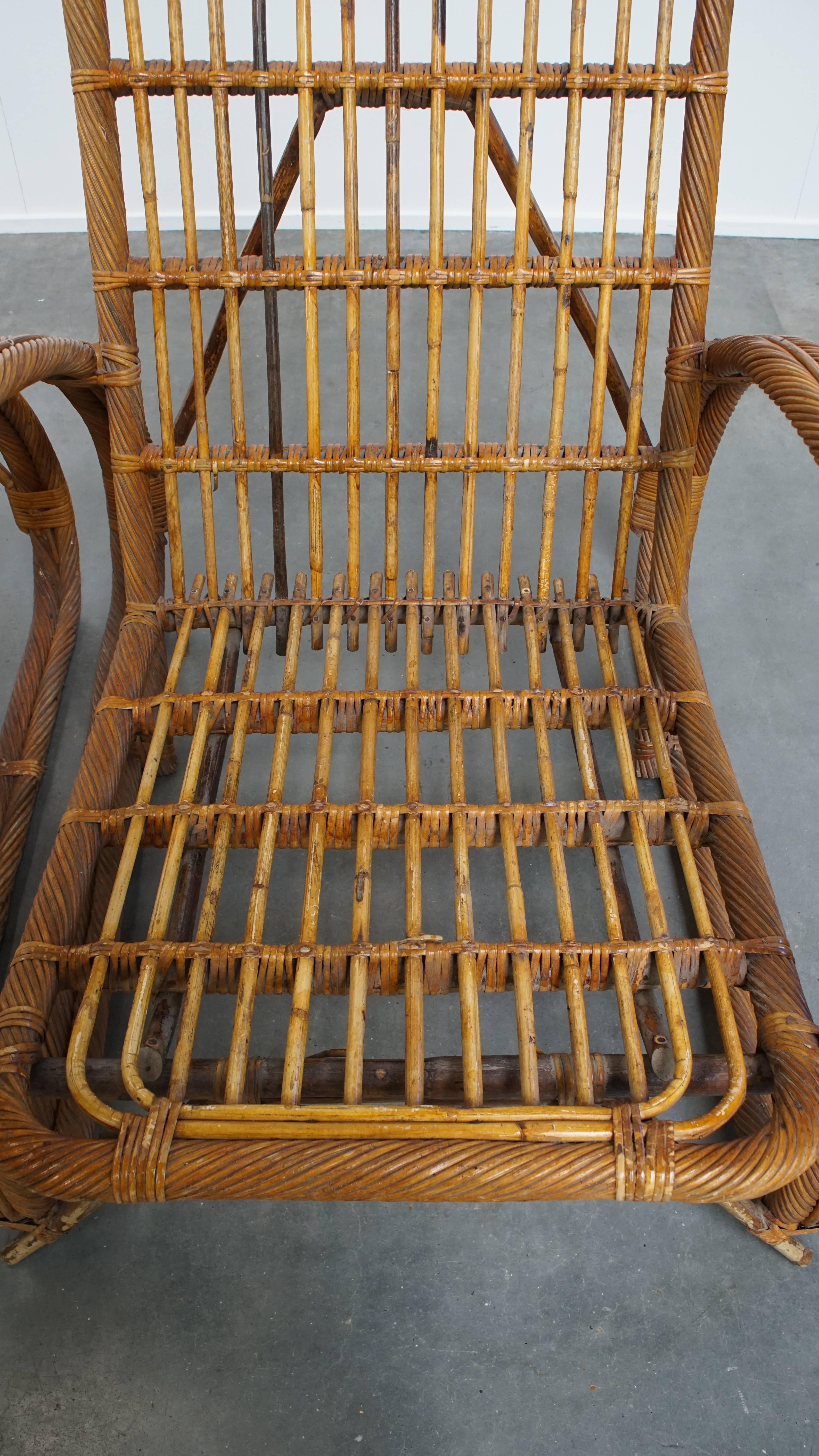 Set of 3 French Rattan Vintage Design Armchairs from the 1950s For Sale 1