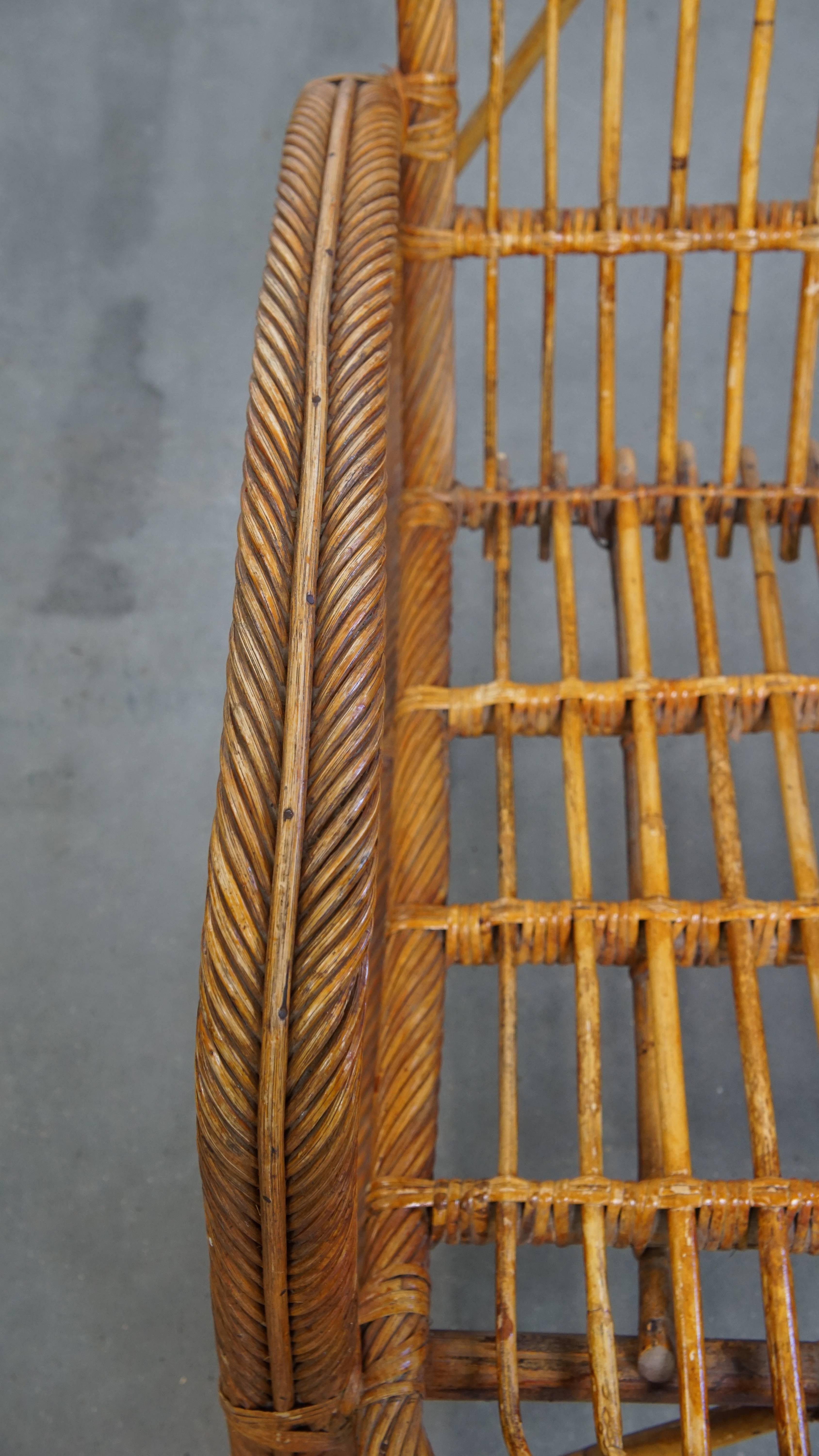 Set of 3 French Rattan Vintage Design Armchairs from the 1950s For Sale 2