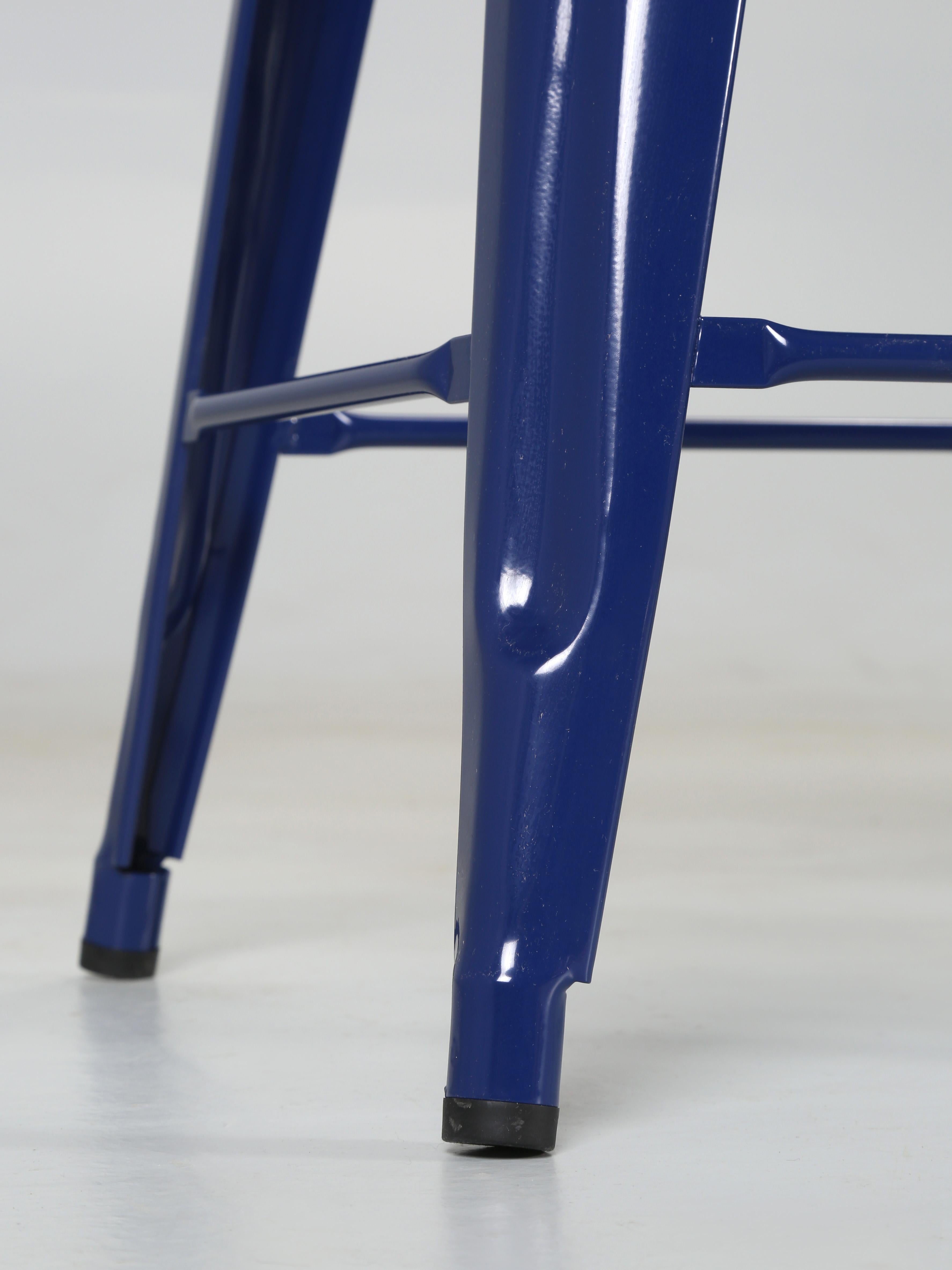 Set of (3) French Tolix Kitchen Counter Stools Blue Over (1000) Pieces Available For Sale 1
