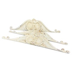 Set of 3 French Wood Painted Carved Architectural Wall Pediments Fragments