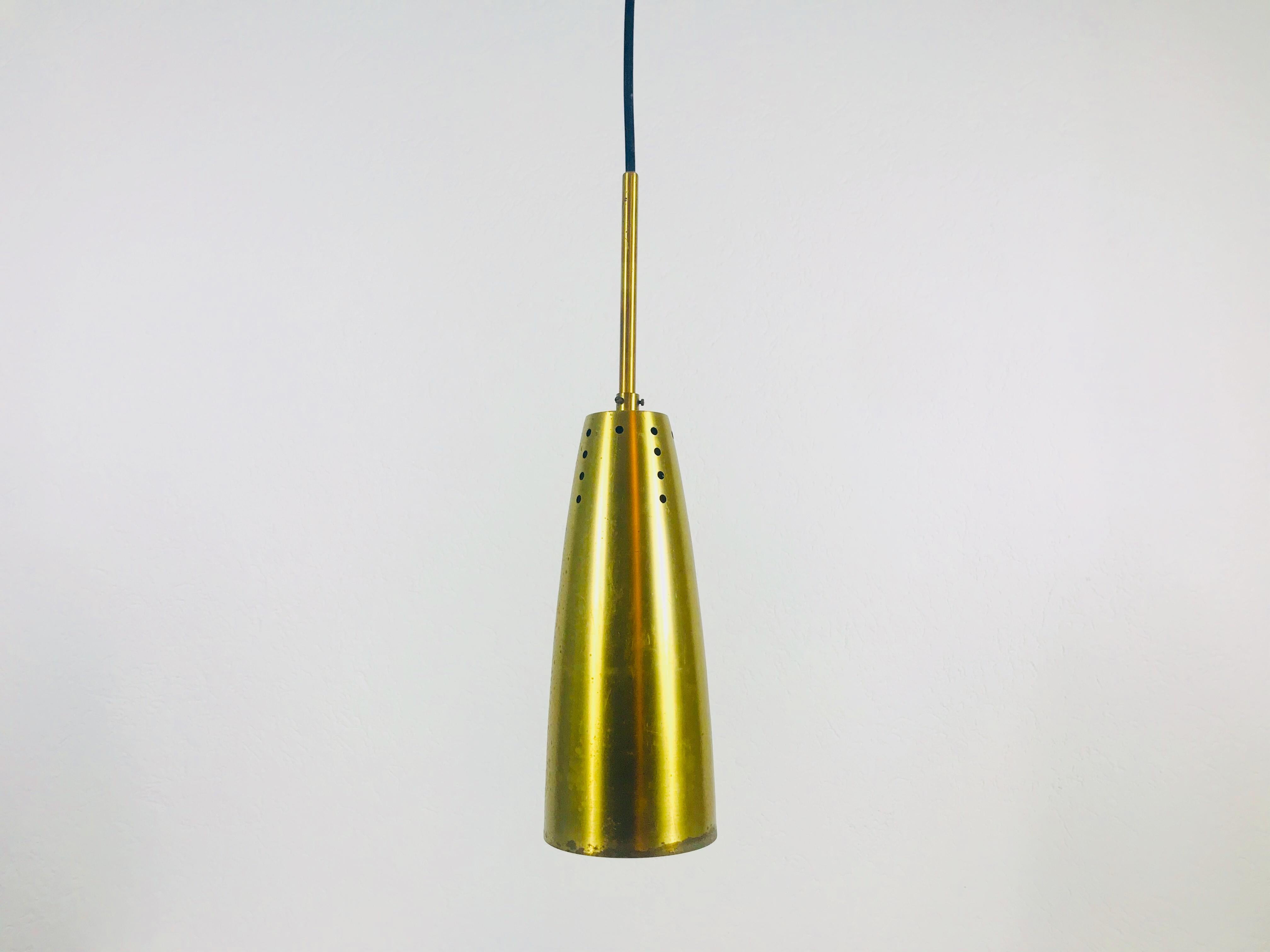 Set of 3 Full Brass Mid-Century Modern Pendant Lamps, 1950s, Germany For Sale 4
