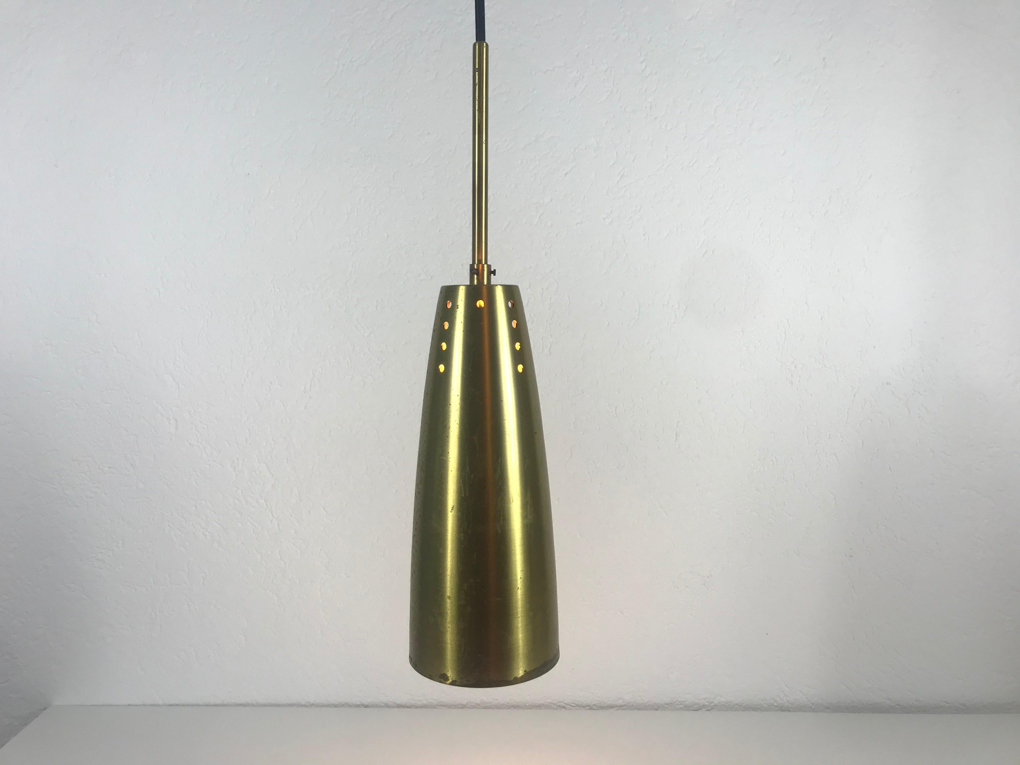 Set of 3 Full Brass Mid-Century Modern Pendant Lamps, 1950s, Germany For Sale 5