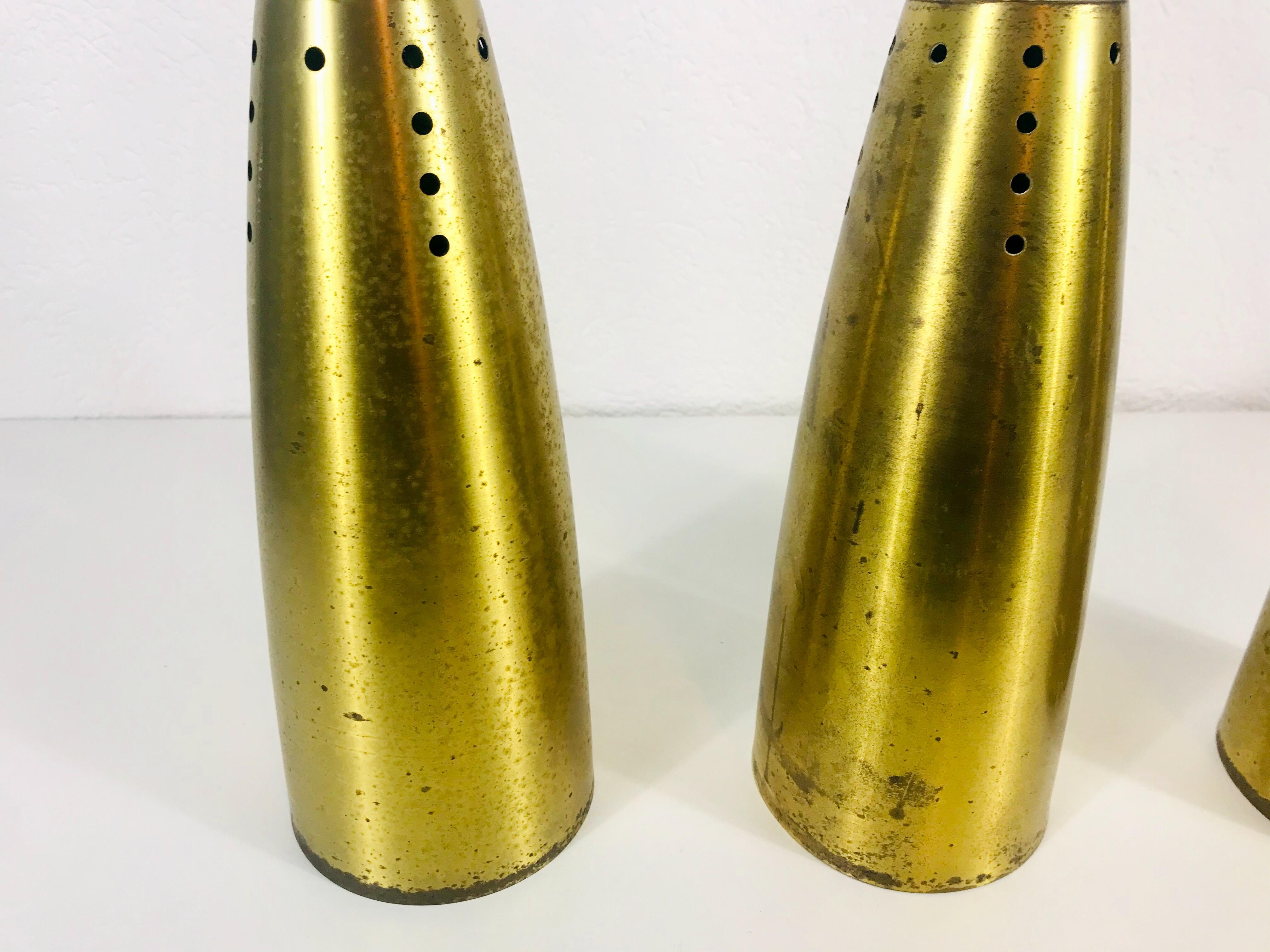 Set of 3 Full Brass Mid-Century Modern Pendant Lamps, 1950s, Germany For Sale 8