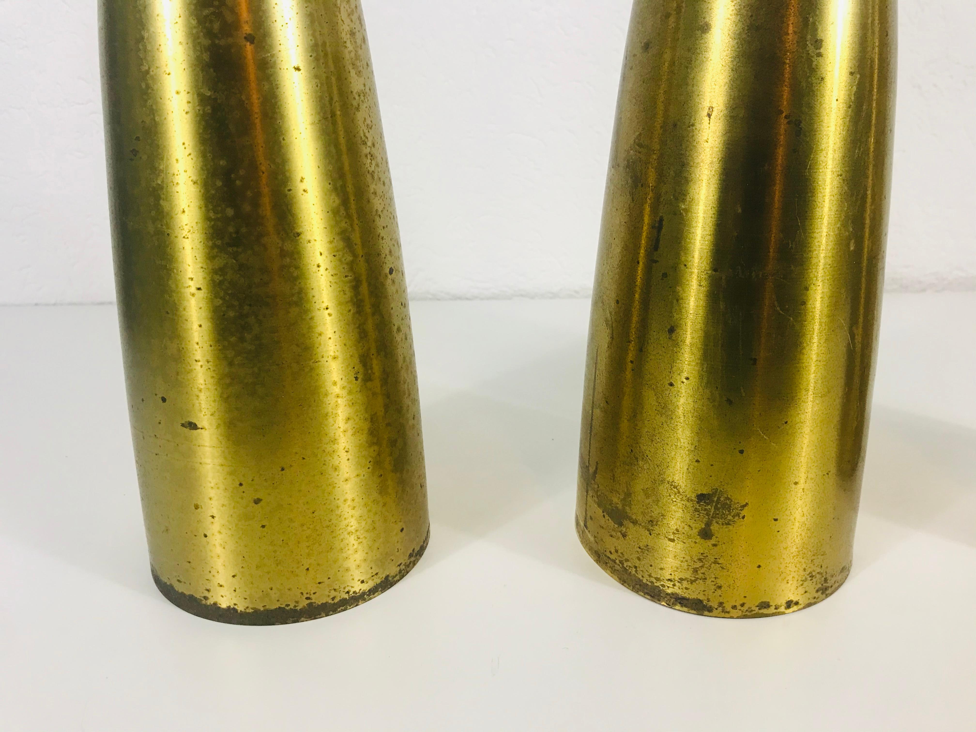 Set di 3 lampade a sospensione in ottone pieno della metà del secolo scorso, anni '50, Germania in vendita 8