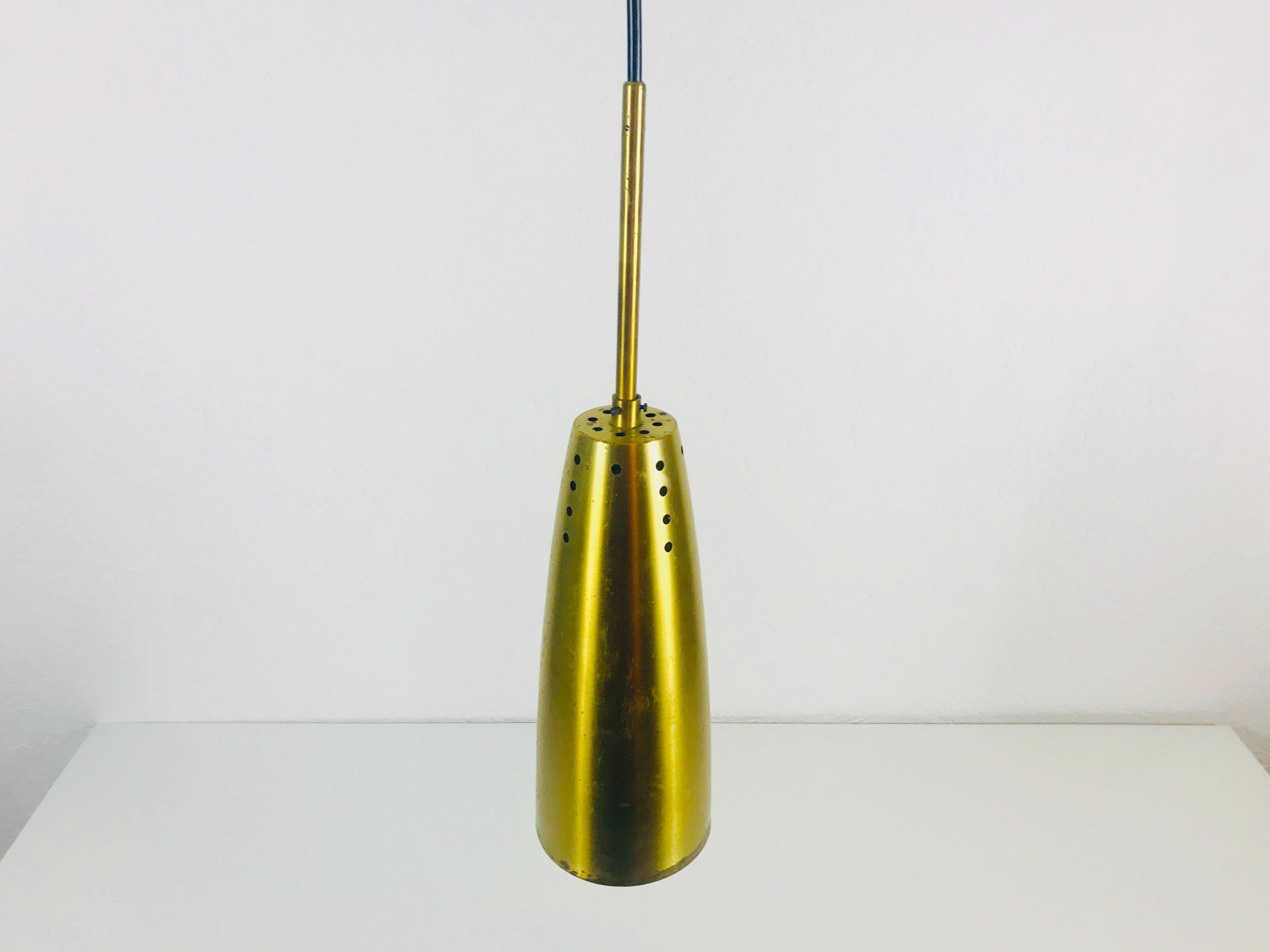 Set of 3 Full Brass Mid-Century Modern Pendant Lamps, 1950s, Germany For Sale 2
