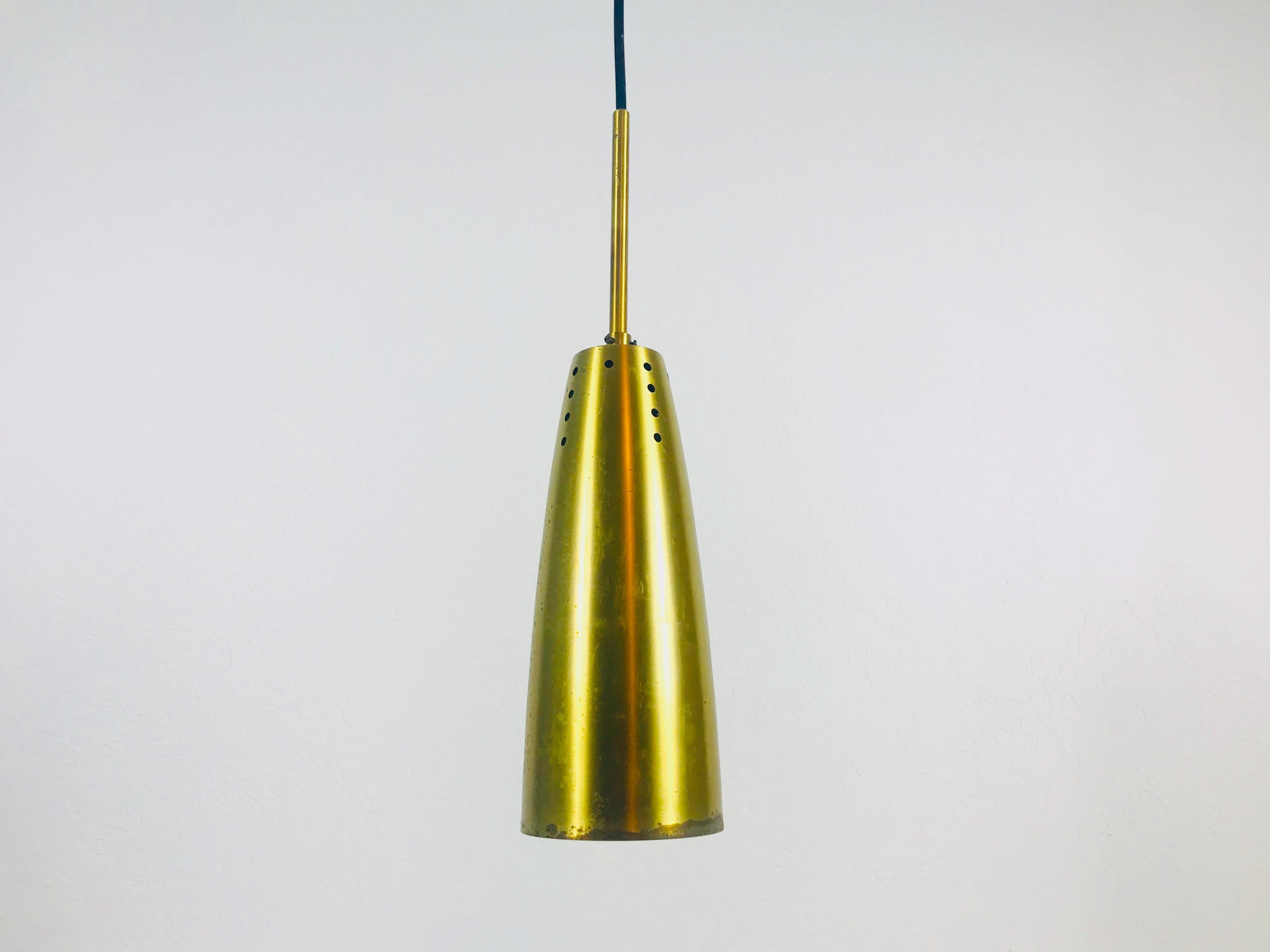Set of 3 Full Brass Mid-Century Modern Pendant Lamps, 1950s, Germany For Sale 3