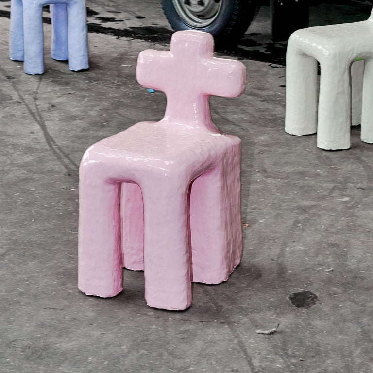 Leather Set of 3 Funky Stools Made in 467 Minutes by Minute Manufacturing For Sale
