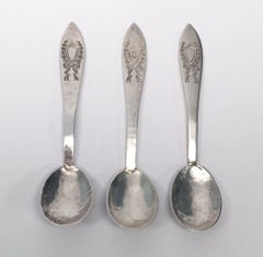 Set of 3 Galt & Bro Hammered Sterling Silver Demitasse Spoons