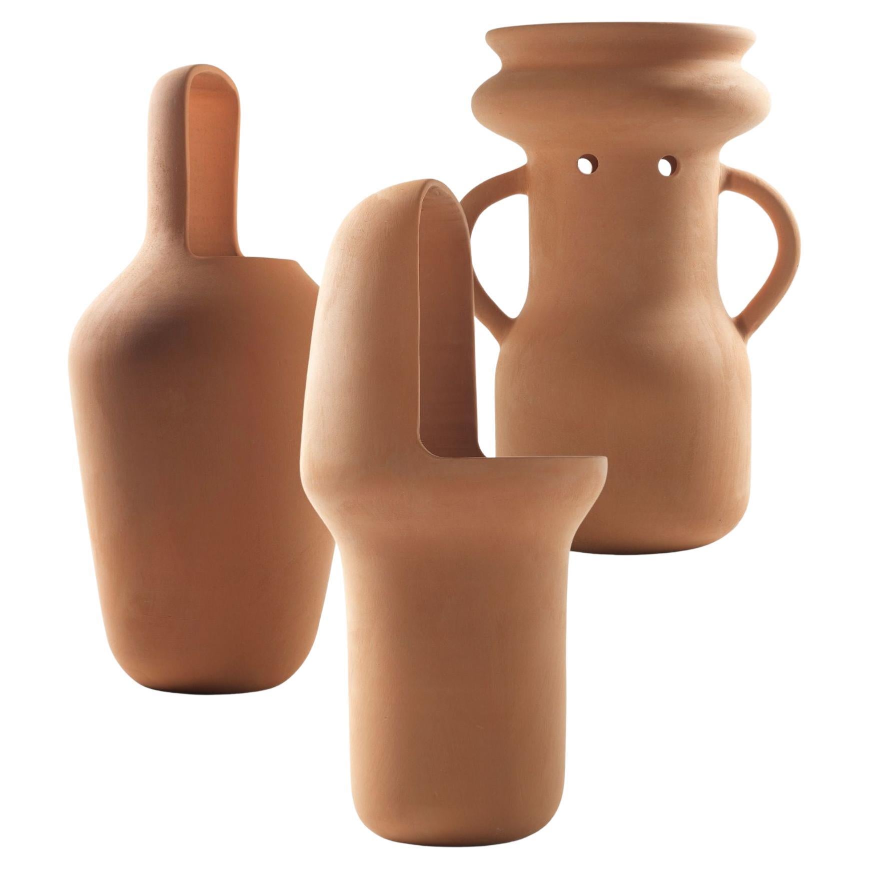 Set of 3 Outdoor Terracotta Vases from the series "Gardenias" by Jaime Hayon For Sale