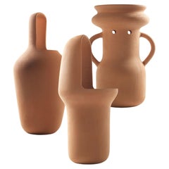 Set of 3  Gardenias Vases Collection With Handmade Waterproof Terracotta Finish