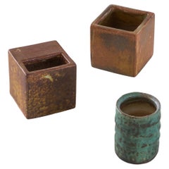 Ensemble de 3 vases géométriques du milieu du siècle en poterie Mobach