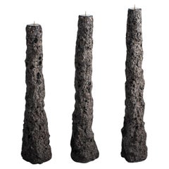 Set de 3 chandeliers contemporains sculptés en céramique gris foncé par Niclas Wolf
