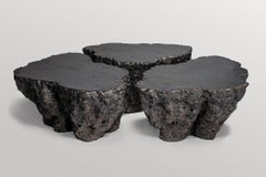 Set Of 3 Unique Naural Form, Dark Grey Ceramicc Coffee Tables by Niclas Wolf