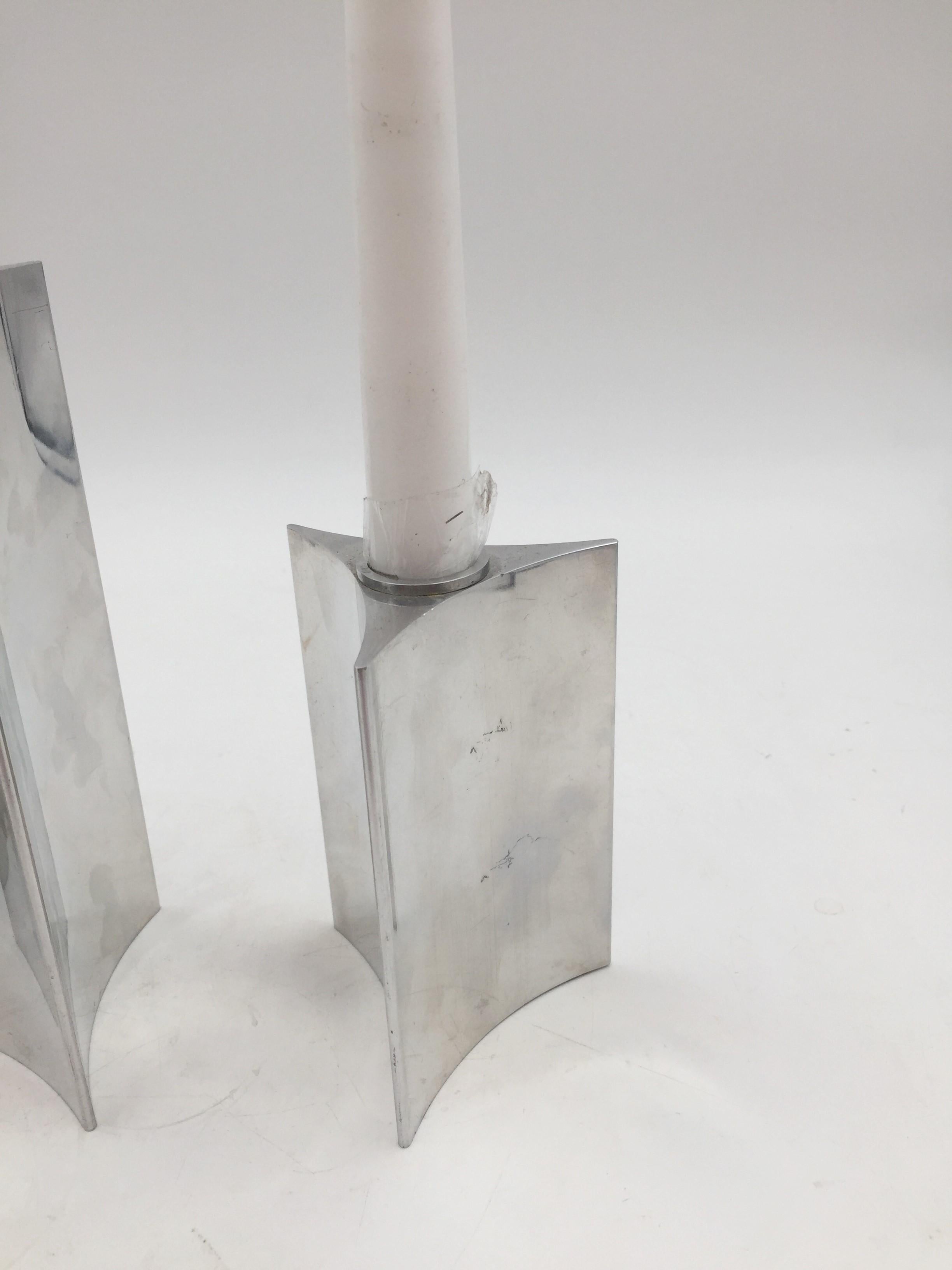 Danish Set of 3 Georg Jensen by Verner Panton Candlesticks in Mid-Century Modern Style For Sale