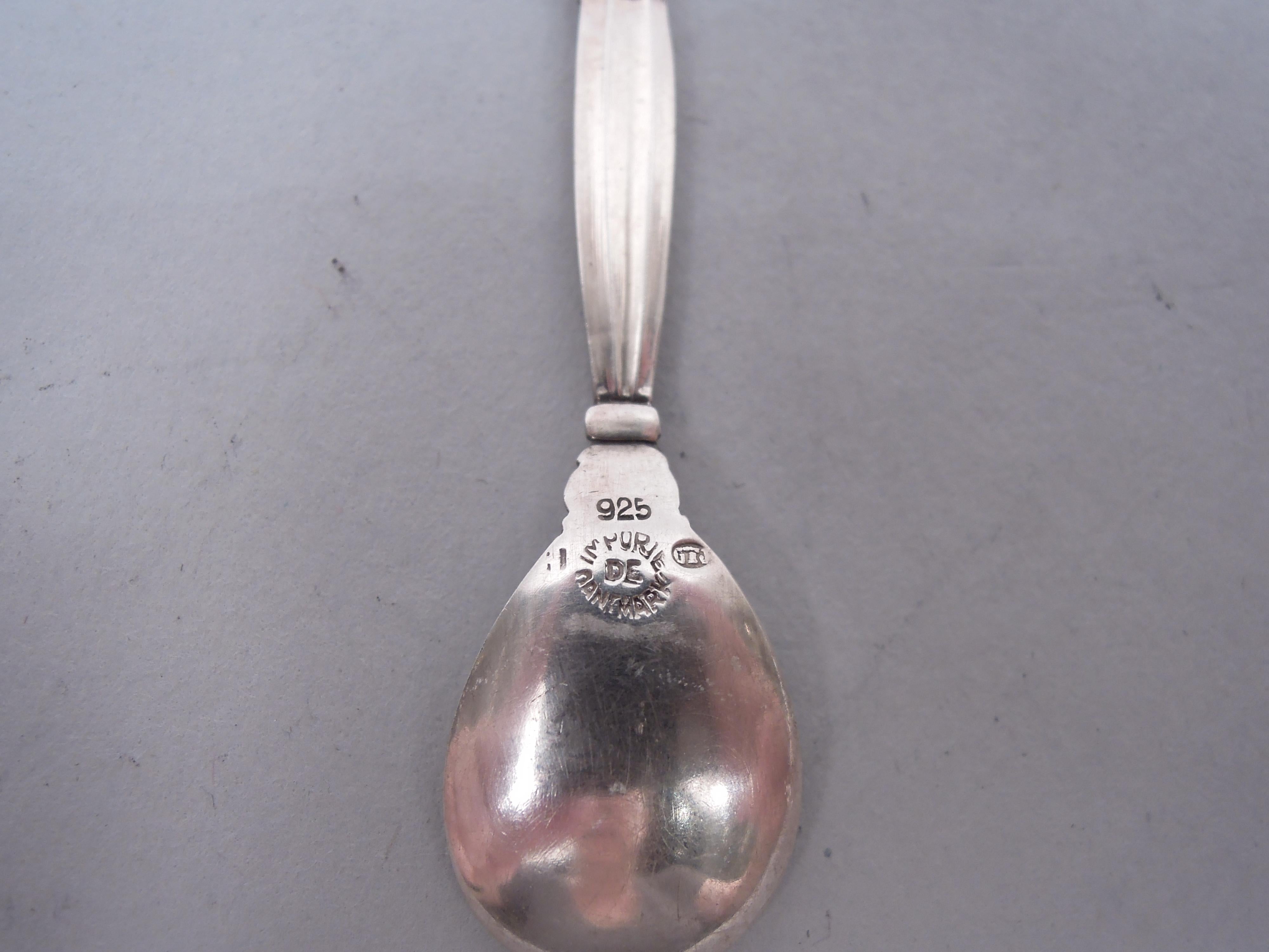 Set of 3 Georg Jensen Modern Open Salts with Acorn Spoons In Good Condition For Sale In New York, NY