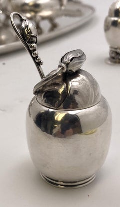 Set di 3 saliere e senapiera "Blossom" in argento sterling di Georg Jensen, modello #2A