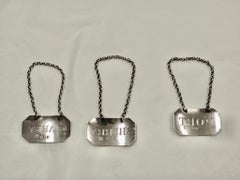 Set Of 3 George 111 Silver Wine Labels By Phipps & Robinson Of London 1804/1809