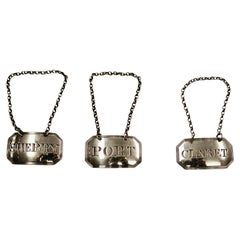 Antique Set Of 3 George 111 Silver Wine Labels By Phipps & Robinson Of London 1804/1809