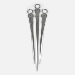 Set of 3 George III Silver Kings Pattern Meat Skewers, William Chawner II