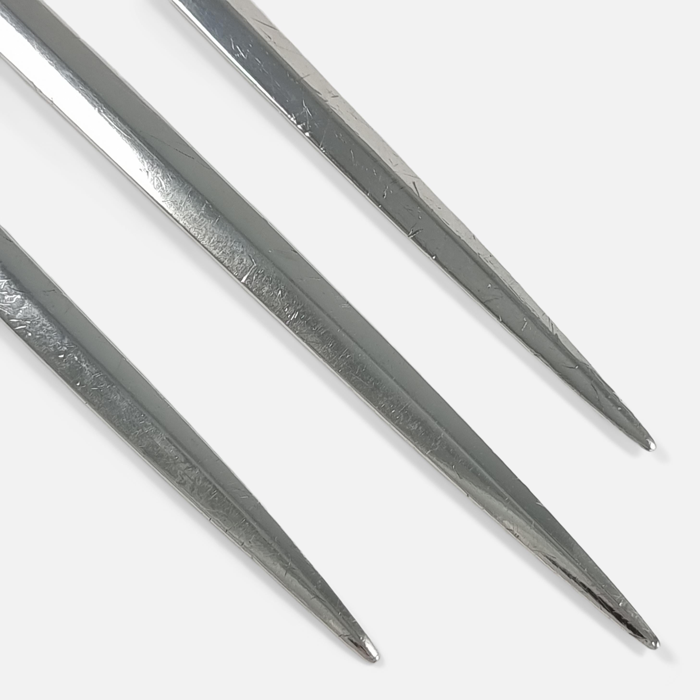 Early 19th Century Set of 3 George III Silver Kings Pattern Meat Skewers, William Chawner II