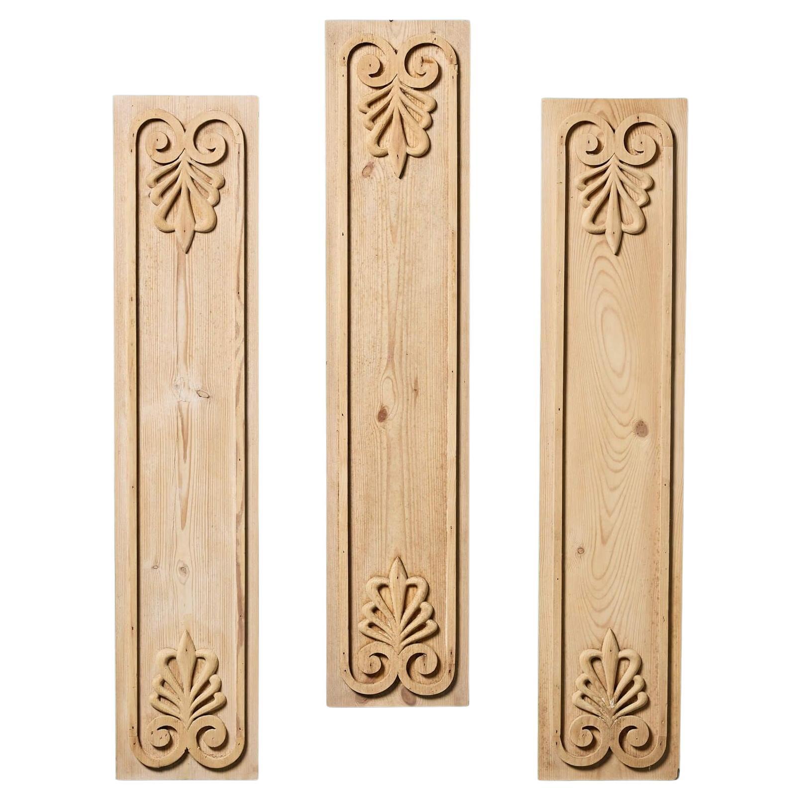 Set of 3 Georgian Carved Pine Anthemion Panels