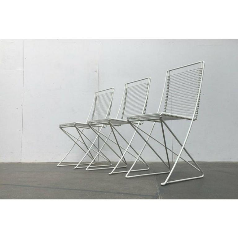 Post-Modern Set of 3 German Postmodern White Kreuzschwinger Chairs by Till Behrens, 1980s For Sale