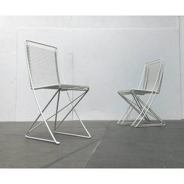 Set of 3 German Postmodern White Kreuzschwinger Chairs by Till Behrens, 1980s In Excellent Condition For Sale In Hamburg, DE